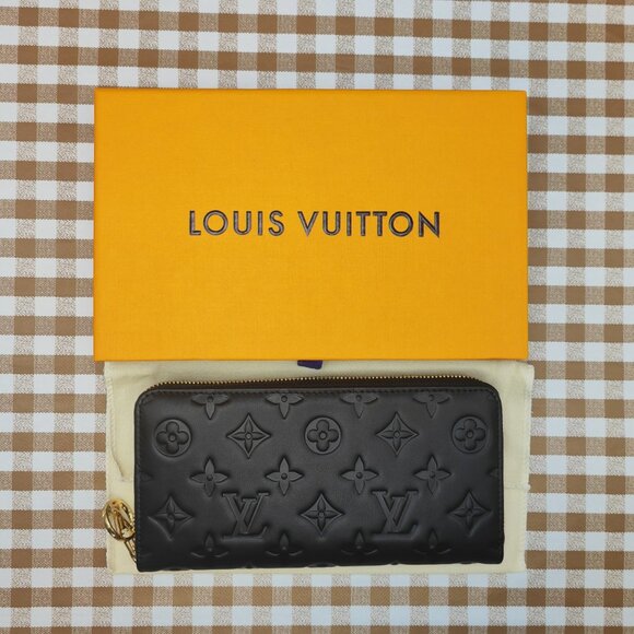 Louis Vuitton Black Embossed Floral Zipper Wallet - Picture 1 of 6